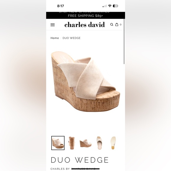 Charles by Charles David Tan Wedge Sandals with Strappy Design - Picture 3 of 10